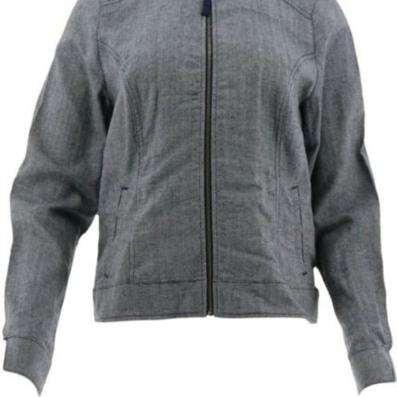 NWT LIZ CLAIBORNE NY HERRINGBONE NAVY ZIP JACKET 8 - Picture 3 of 11